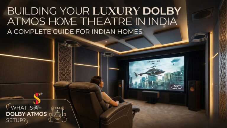 Dolby Atmos home cinema setup in luxury Indian home theatre room