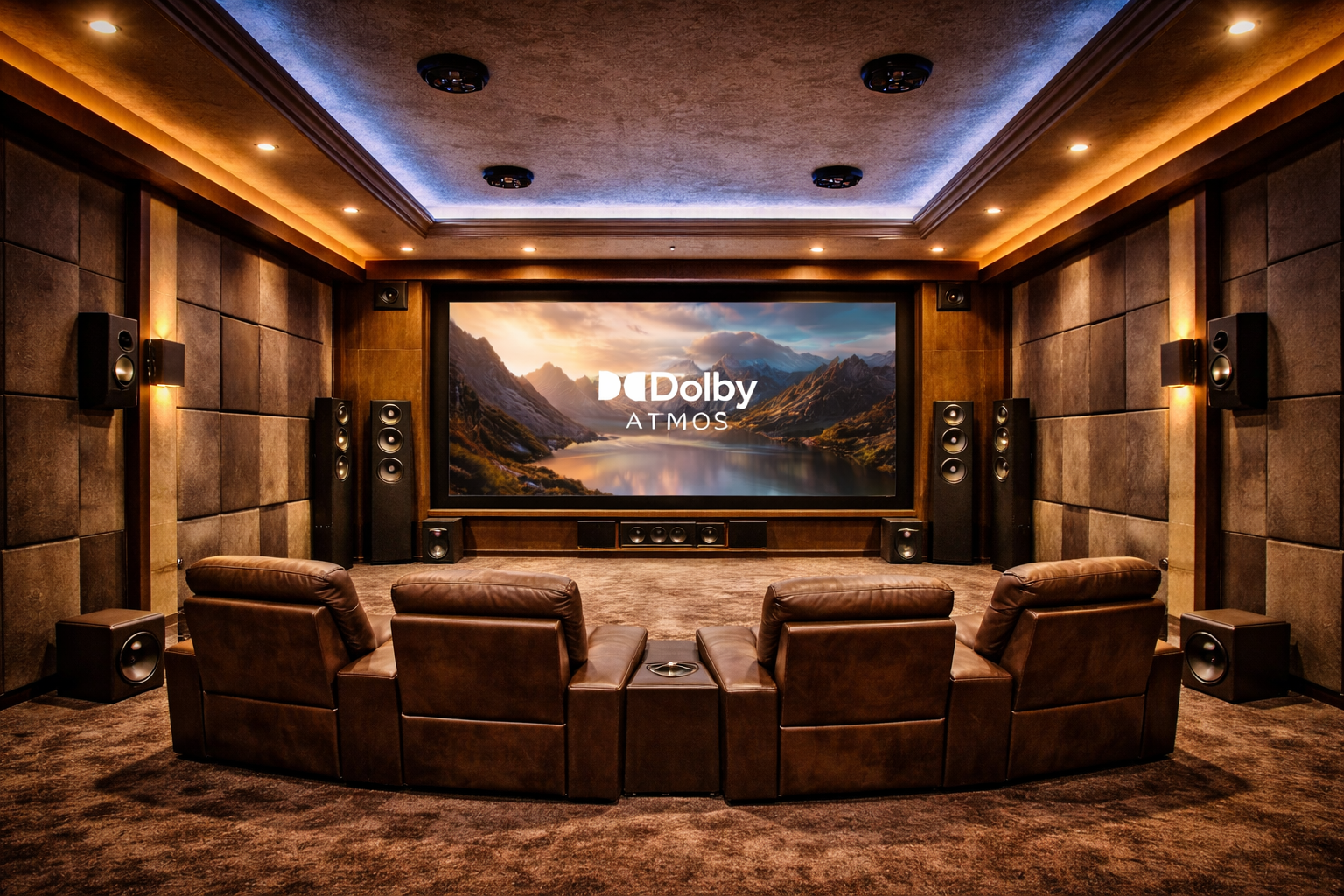 Dolby Atmos 7.4.4 speaker placement angles including front side rear and ceiling speaker positioning