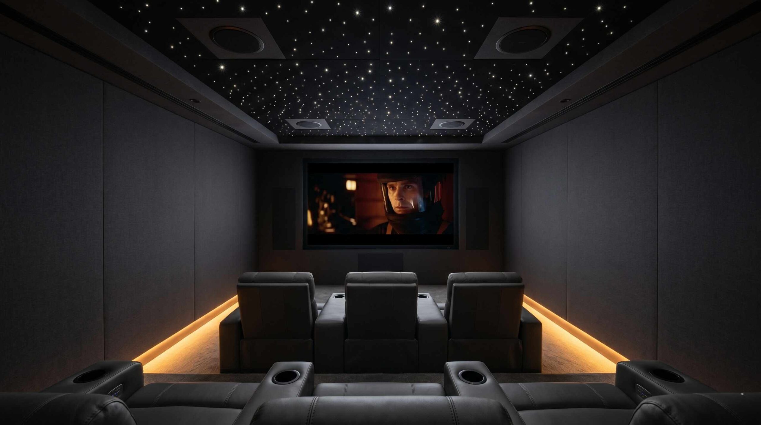 7.4.4 Dolby Atmos private theatre Cuffe Parade Mumbai galaxy ceiling by Sound Innovators