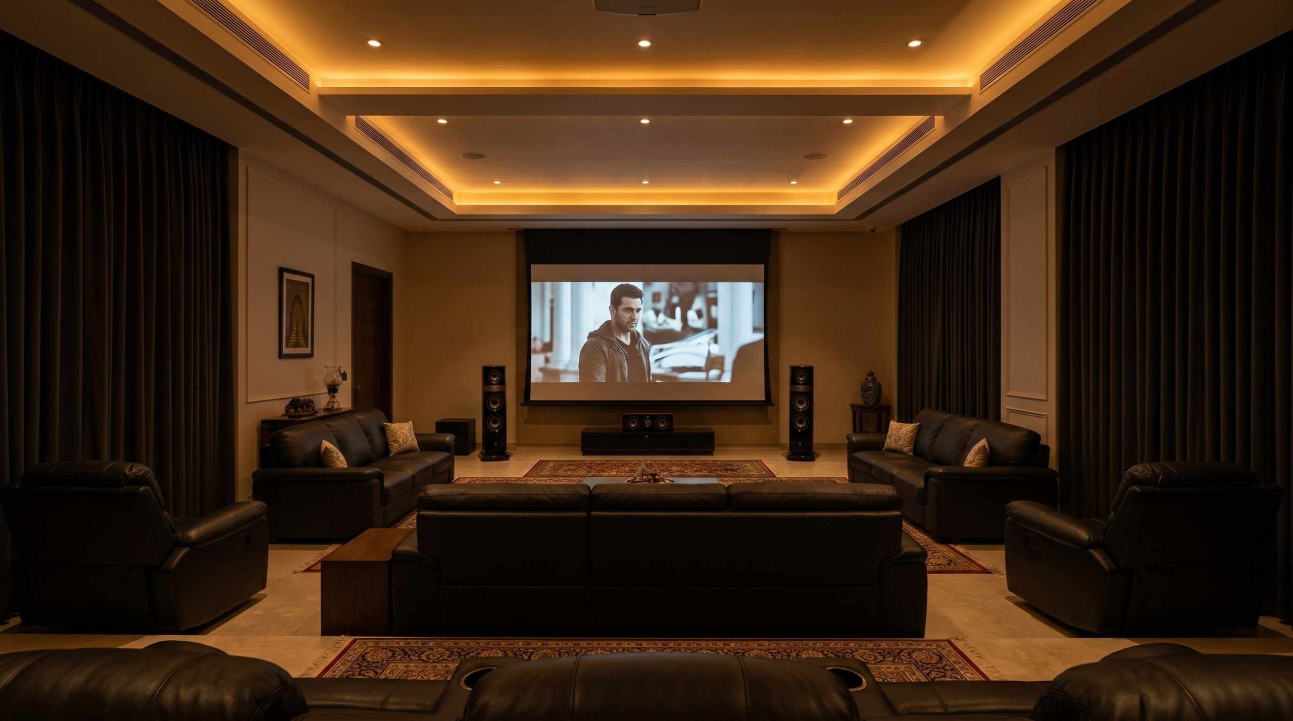 Luxury 7.2 Dolby cinema-grade home theatre in Ludhiana Punjab designed and installed by Sound Innovators