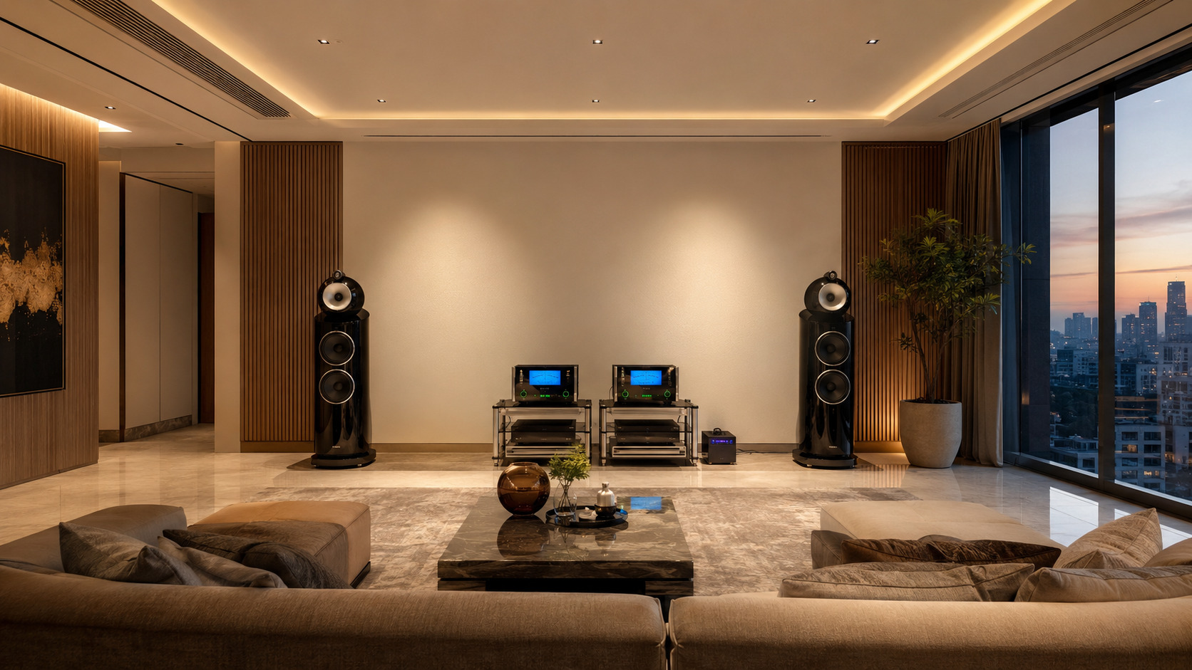Bowers Wilkins 800 D3 McIntosh MC601 living room Peddar Road Mumbai by Sound Innovators