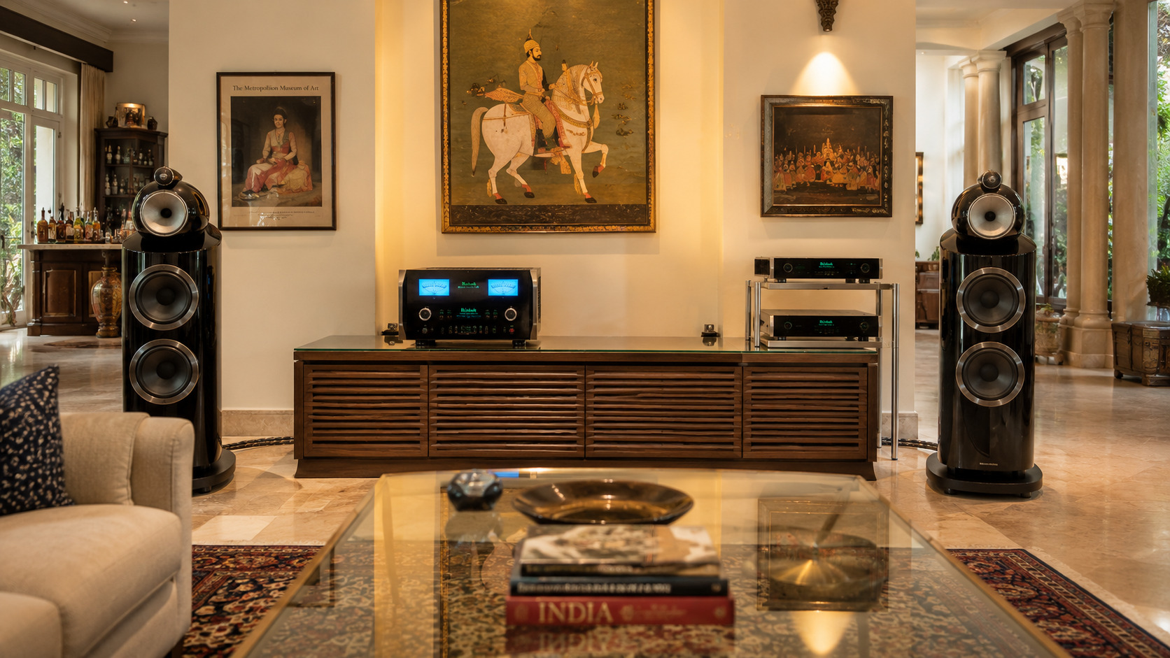 Bowers Wilkins 803 D3 McIntosh MA8000 living room Pali Hill Bandra Mumbai by Sound Innovators