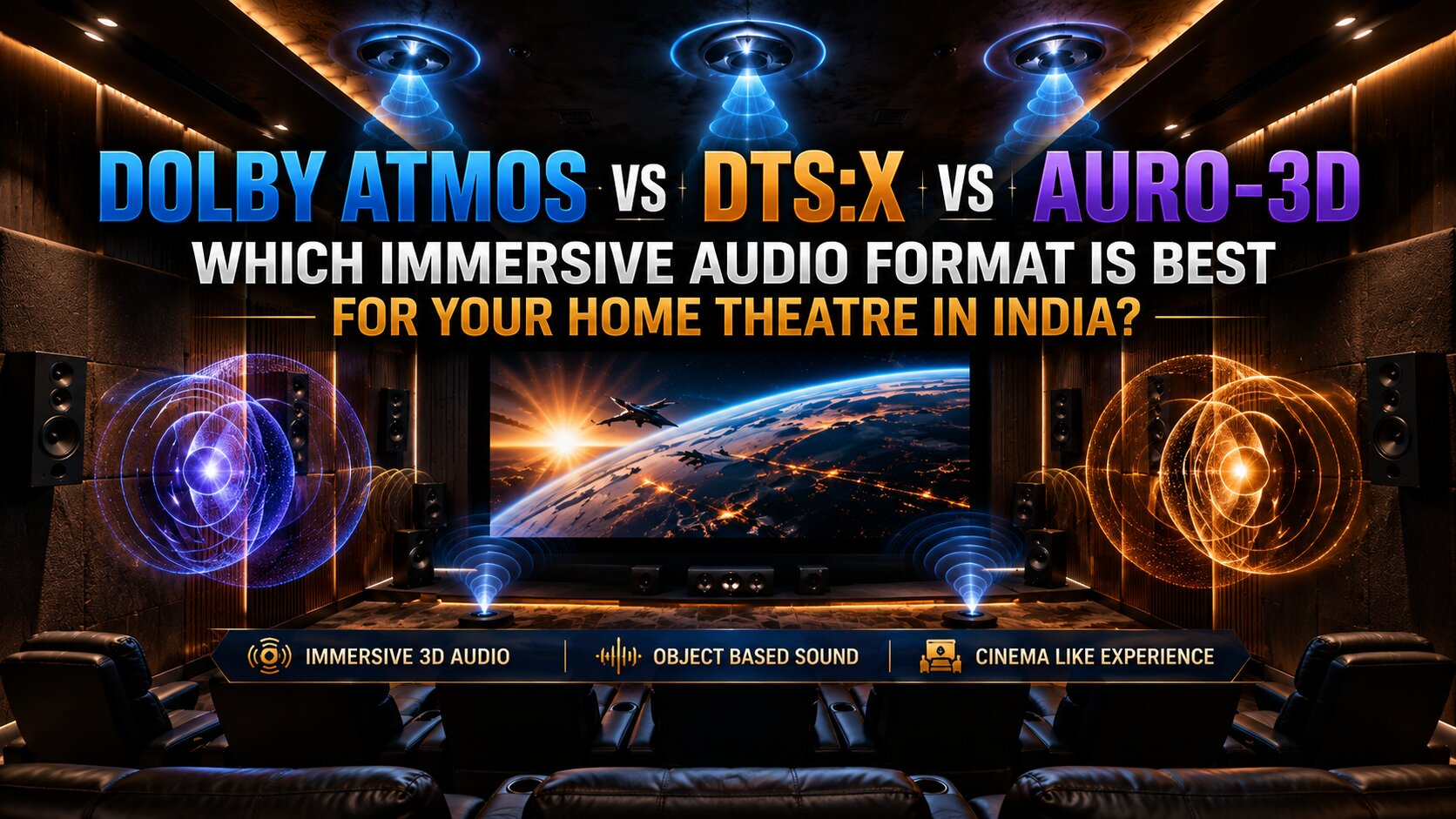 Dolby Atmos vs DTS:X vs Auro-3D immersive 3D audio formats in a luxury Indian home theatre