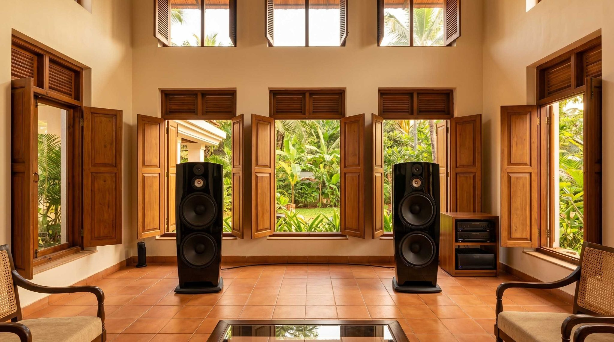 Exquisite dipole based high fidelity music system in a luxury villa in Calangute Goa by Sound Innovators.