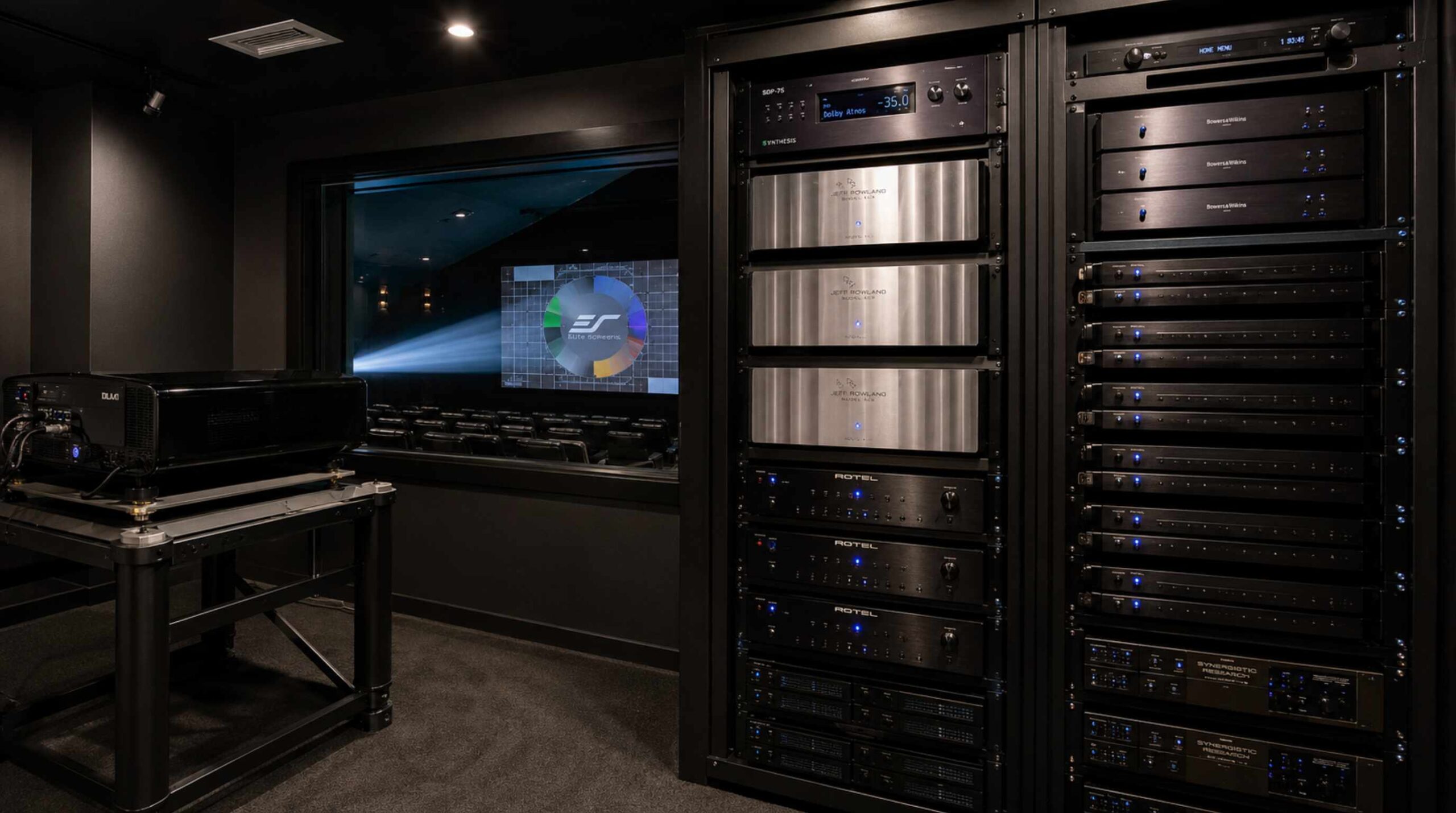 JBL Synthesis SDP-75 Jeff Rowland projection room Kolhapur private cinema by Sound Innovators
