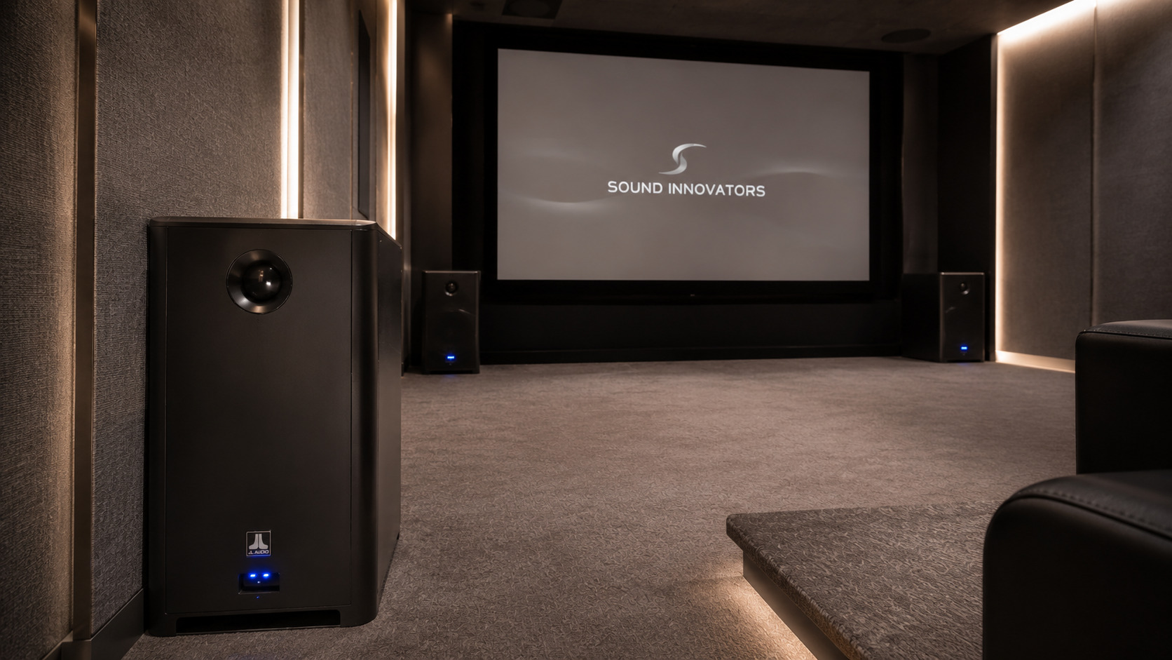 JL Audio E110 four subwoofer quad bass system Worli Mumbai theatre by Sound Innovators