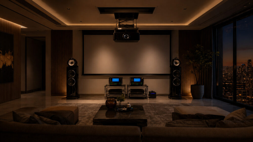JVC projector lift Future Automation cinema transformation Peddar Road Mumbai by Sound Innovators