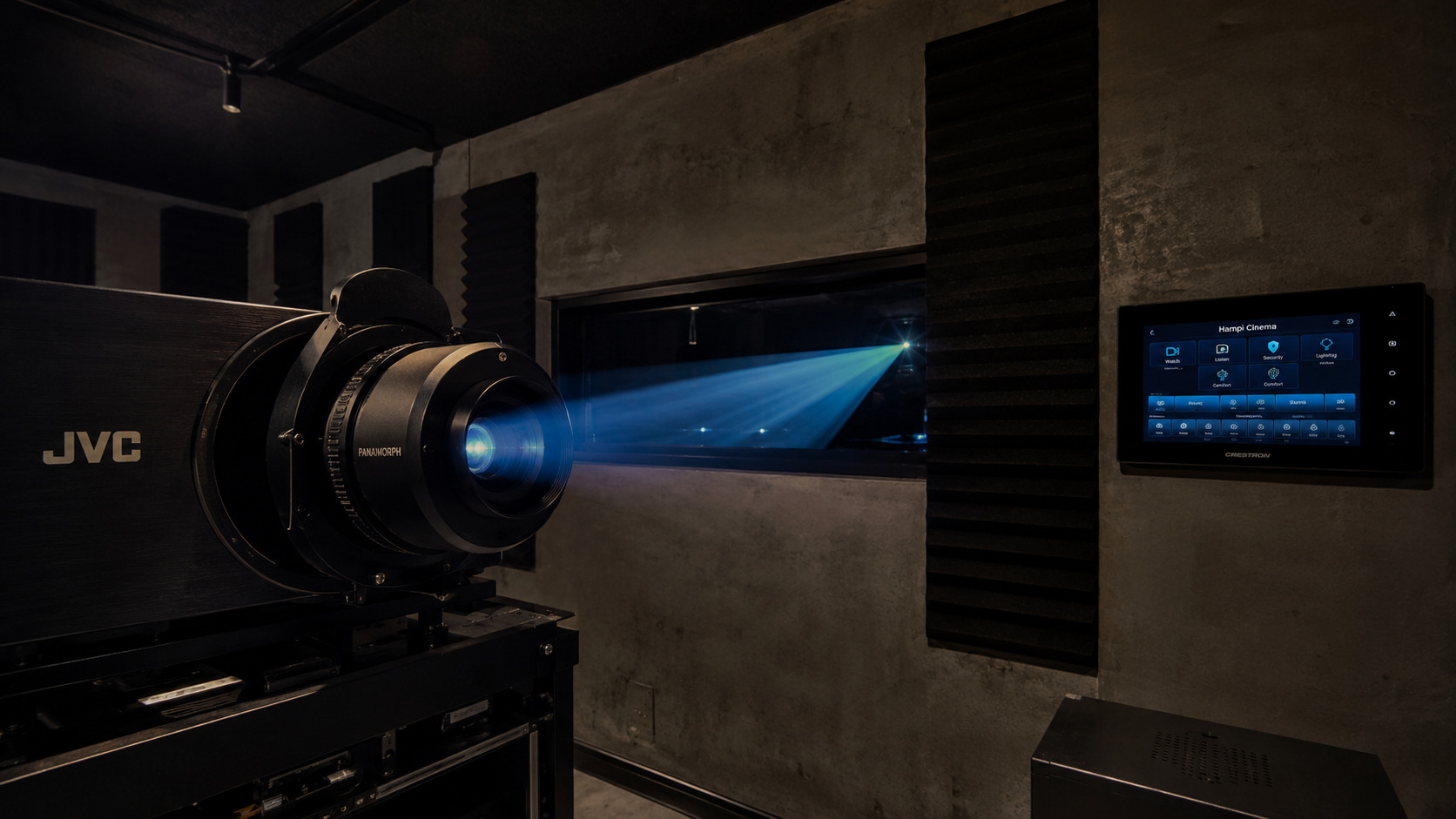 JVC X900 Panamorph anamorphic projection room Hampi Karnataka by Sound Innovators
