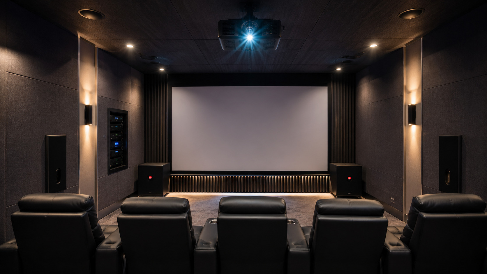 Triad JL Audio 7.2.4 Dolby Atmos media room Surat Gujarat 5 seat by Sound Innovators