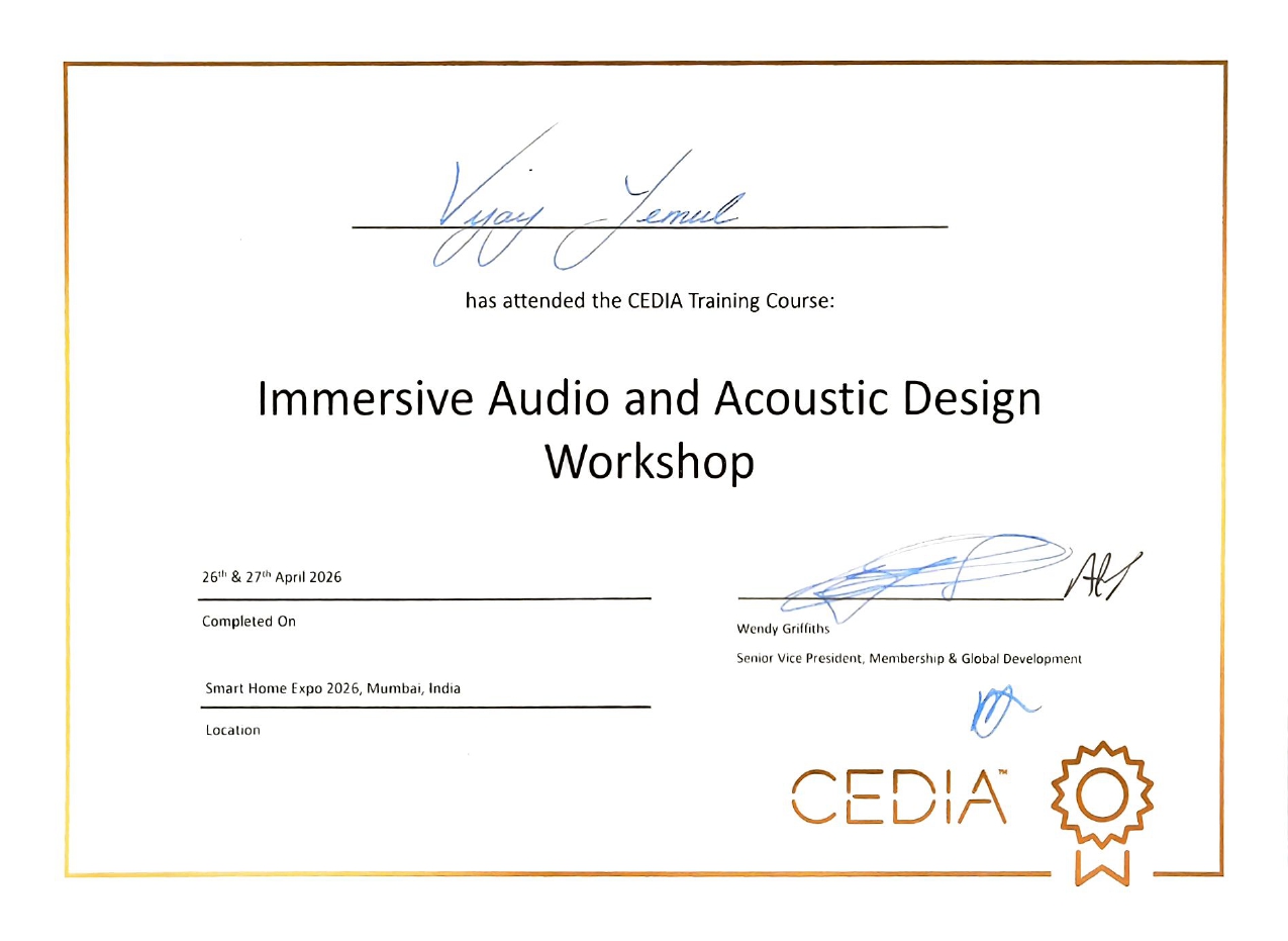 CEDIA Immersive Audio Design Excellence Certificate