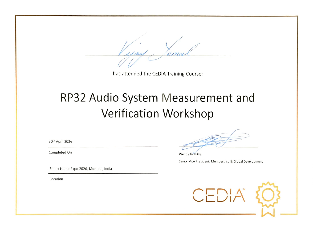 CEDIA RP32 Audio System Measurement Certificate