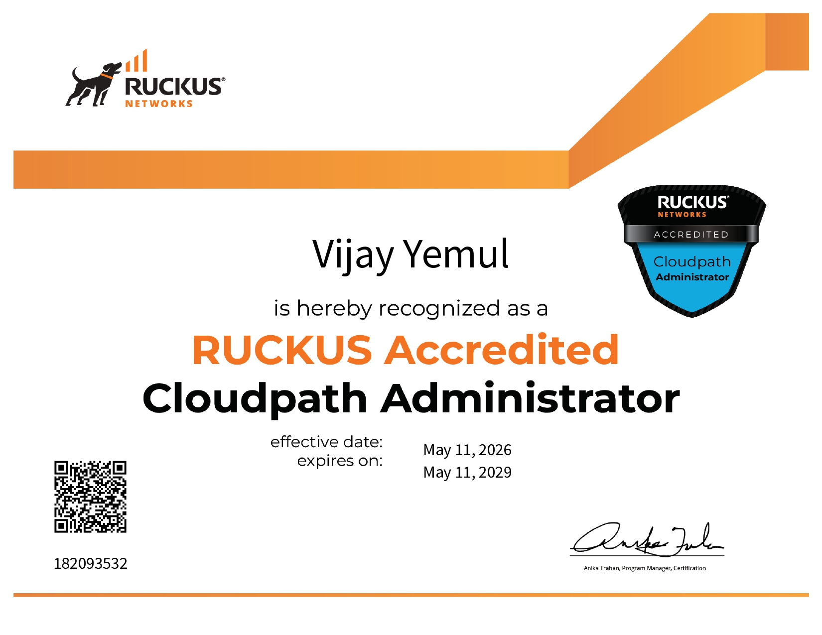 RUCKUS Accredited Cloudpath Administrator Certificate