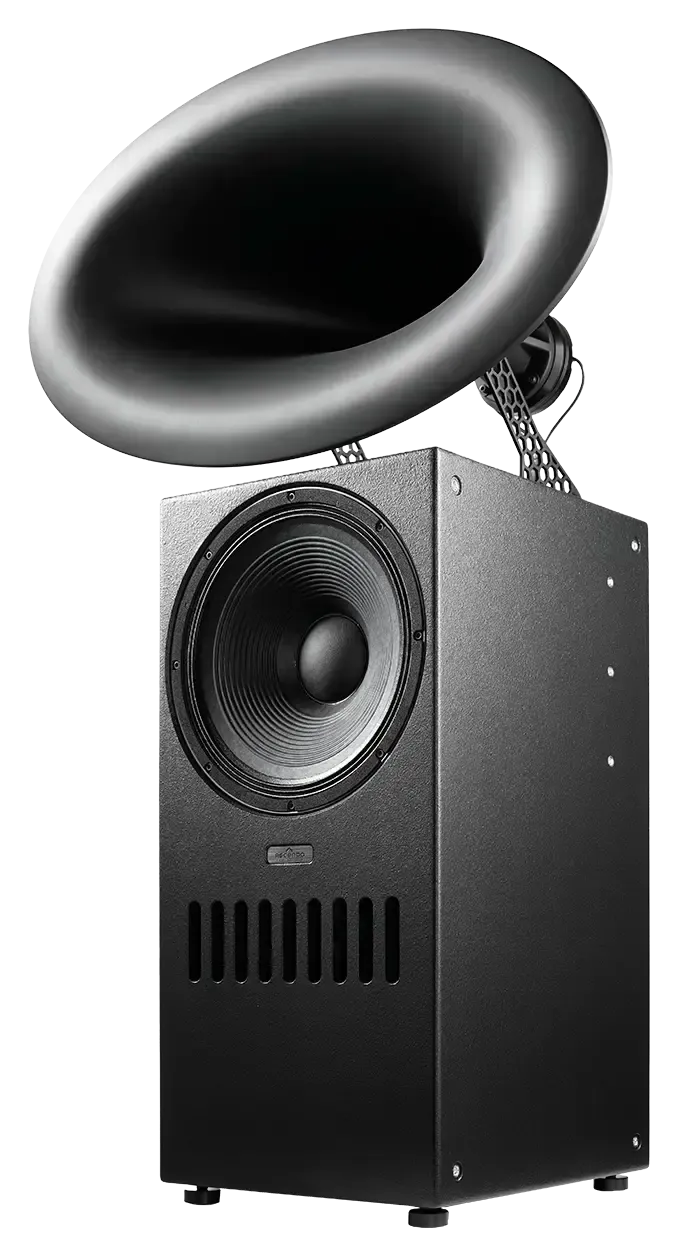 Ascendo point-source horn and custom 15-inch midwoofer speaker