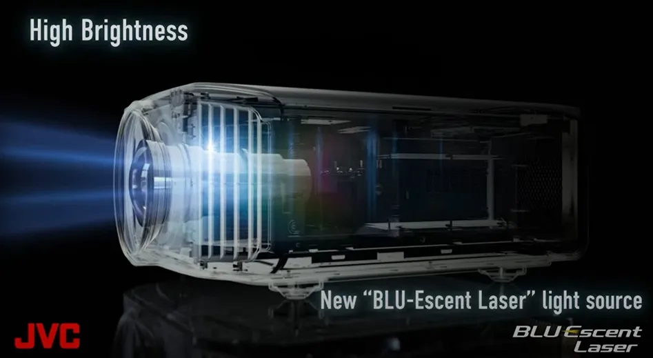 JVC's newer models use BLU-Escent laser light source technology, which supports long-term brightness stability and premium image performance.