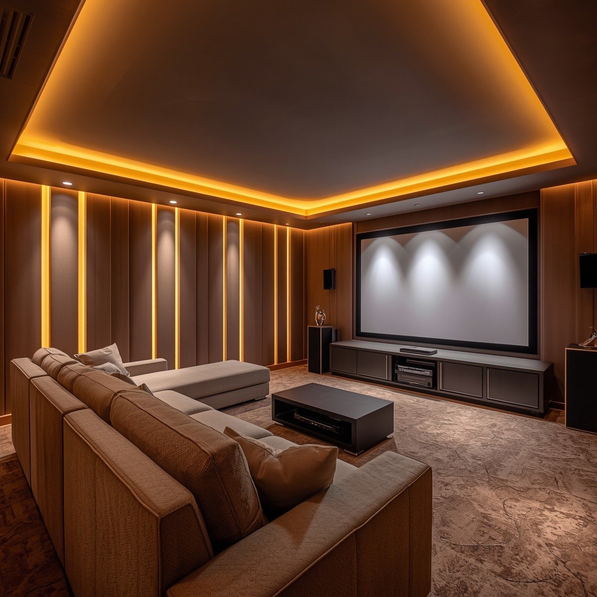 Planning a Dolby Atmos home cinema setup with overhead speakers and surround sound placement